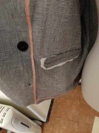 Chaqueta americana cuadros gris Violeta