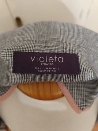 Chaqueta americana cuadros gris Violeta