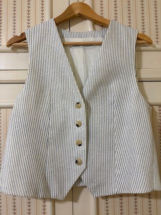 Chaleco Zara Rayas Azul y Blanco