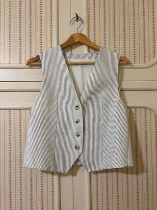 Chaleco Zara Rayas Azul y Blanco