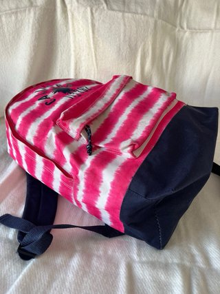Mochila rayas rosa y blanca Décimas