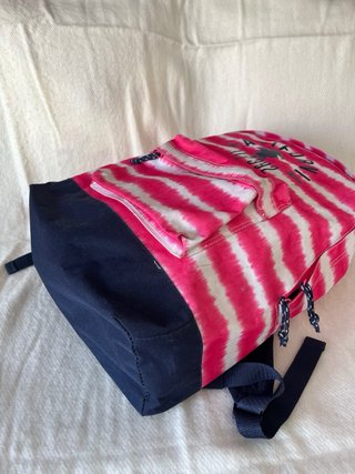 Mochila rayas rosa y blanca Décimas
