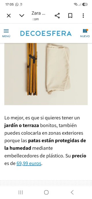 Silla Plegable Zara Home Aluminio y Lona