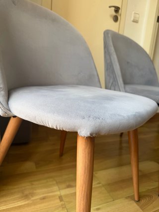 Juego de 2 sillas grises de terciopelo