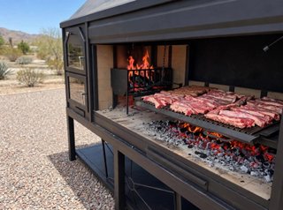 Barbacoa de leña metal y piedra parrilla DD-3