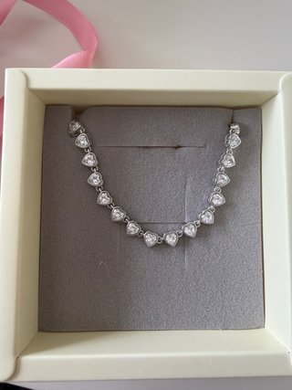 Pulsera Corazones Brillantes Plata
