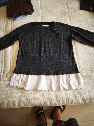 Camiseta Sfera Mujer Talla M Gris y Blanca
