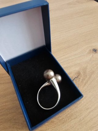 Anillo "Tú y Yo" Plata 925 con Perlas Oscuras