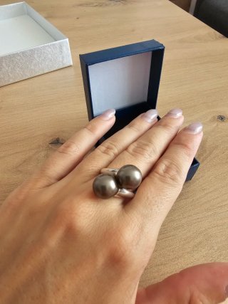 Anillo "Tú y Yo" Plata 925 con Perlas Oscuras
