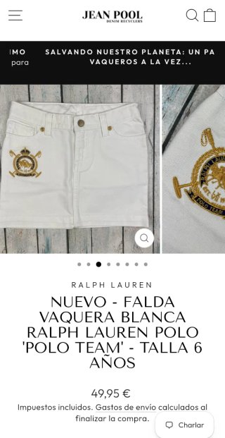 Falda vaquera blanca Ralph Lauren 14 años