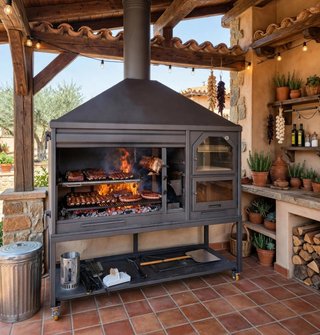 Barbacoa de metal y cristal hierro QW-3