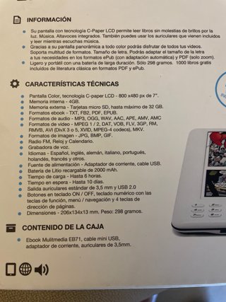 Ebook Unotec EB71 7 4GB Blanco