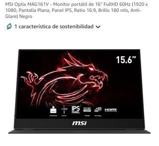 Monitor Portátil MSI Optix MAG161V 15.6 FullHD IPS