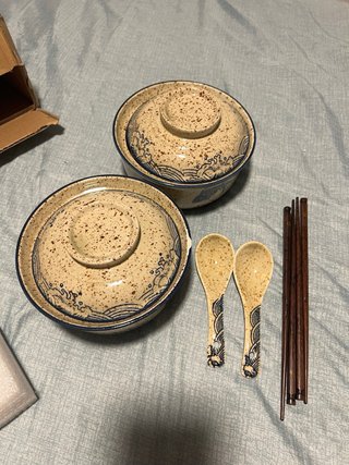 Juego Tazón Ramen HLWDXno1 con Cuchara y Palillos