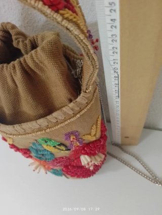 Bolso Zara Cesta Abalorios Flores Pájaros