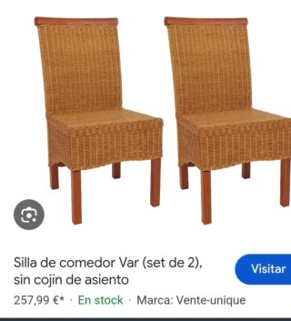Pareja de Sillas Mimbre y Madera