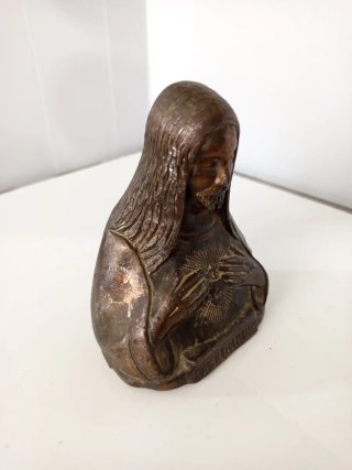Escultura Sagrado Corazón Jesús Bronce Antigua