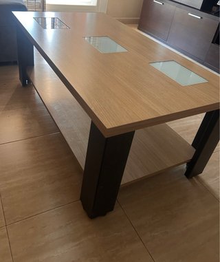 Mesa baja madera y cristal
