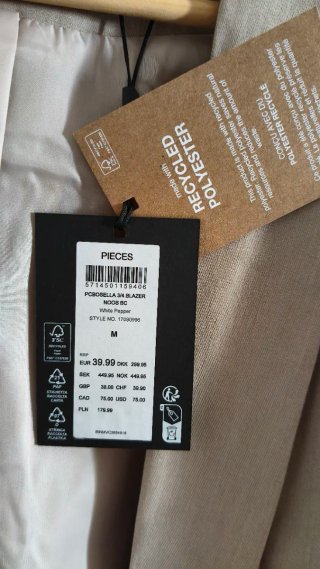 Blazer PIECES Beige Talla M Nuevo con etiqueta
