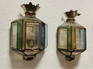 Pareja apliques vintage cristal y metal