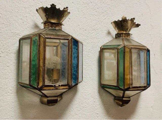 Coppia diapplique vintage in cristallo e metallo