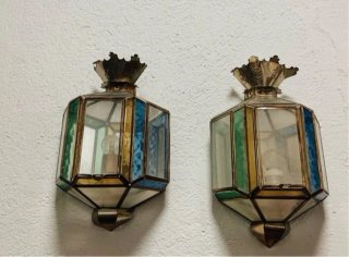 Pareja apliques vintage cristal y metal