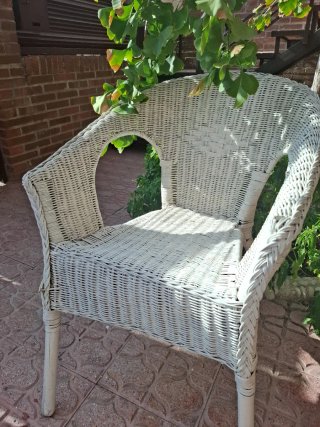 Silla de mimbre para jardín