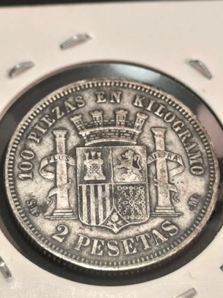 2 Pesetas Plata España 1869 MBC