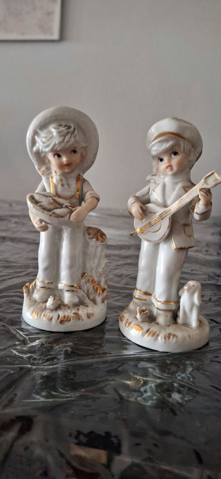 Pareja Figuras Porcelana Vintage Niños