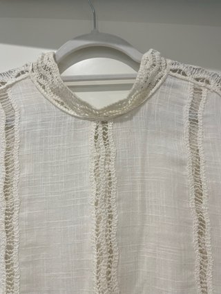 Top Blusa Zara Blanca Encaje