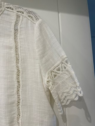 Top Blusa Zara Blanca Encaje