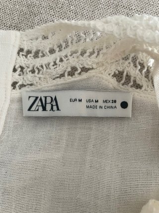 Top Blusa Zara Blanca Encaje