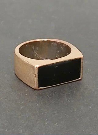 Anillo antiguo vintage sello ónix dorado años 70