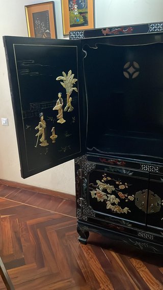 Mueble Bar Chino Lacado Negro