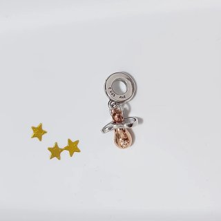 Colgante chupete Pandora oro rosa y plata