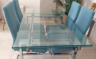Mesa Comedor Cristal Extensible Acero
