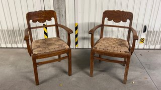 Coppia Sedie Vintage Legno Intrecciato
