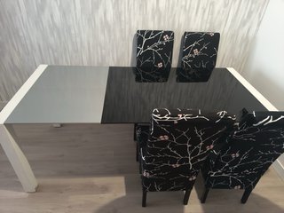 Mesa Comedor Extensible Cristal Negro