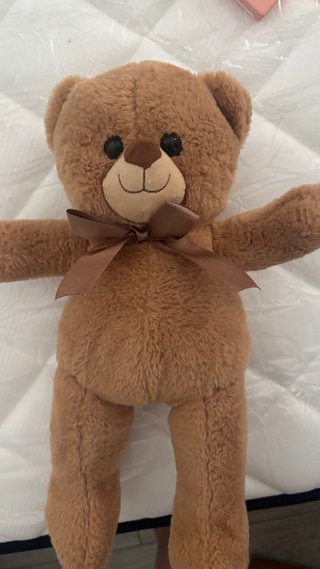 Oso de peluche marrón con lazo