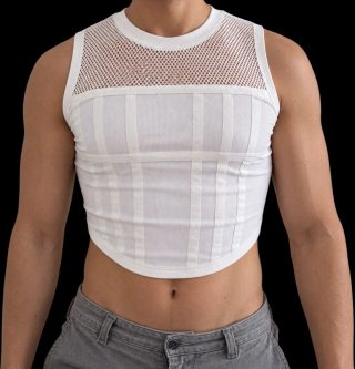 Camiseta Corsé Malla Blanca Hombre