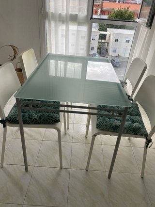 Mesa de terraza cristal y aluminio gris
