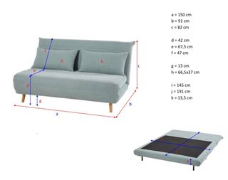 Sofá Cama 2 Plazas Verde Agua