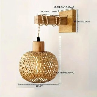 Aplique pared lampara bambú y madera