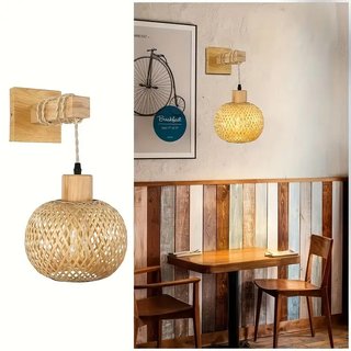 Aplique pared lampara bambú y madera