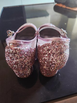 Zapatos niña tacón brillantes rosa