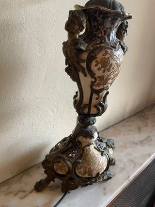 Lámpara Quinqué Cerámica y Metal