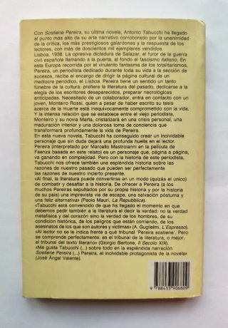 LIBRO SOSTIENE PEREIRA DE ANTONIO TABUCCHI