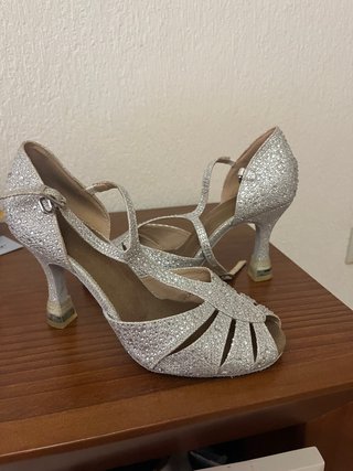 Tacones Profesionales de Baile Plateados
