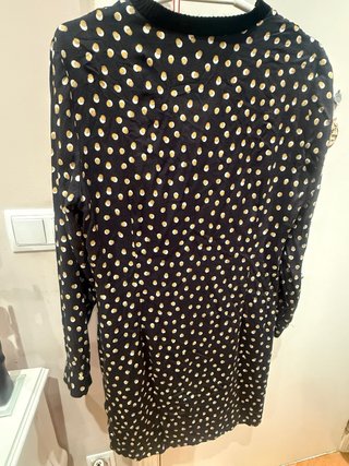 Vestido negro lunares dorados manga larga