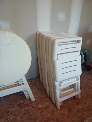 Juego mesa y sillas exterior plegables plástico